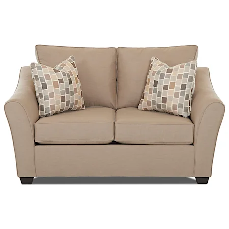 Contemporary Loveseat with Flared Arms